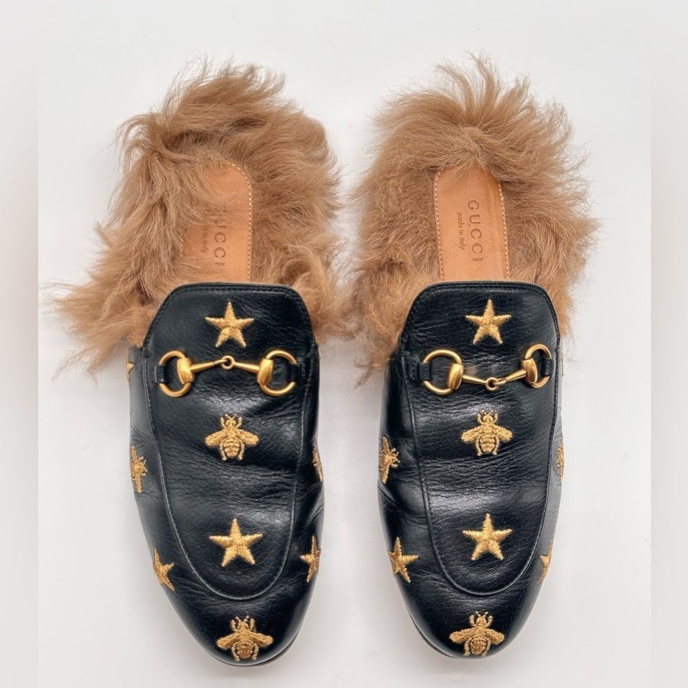 Gucci Princetown Horsebit Embroidered Bees Stars Leather
Loafer Mule EU 37.5 - Picture 2 of 13